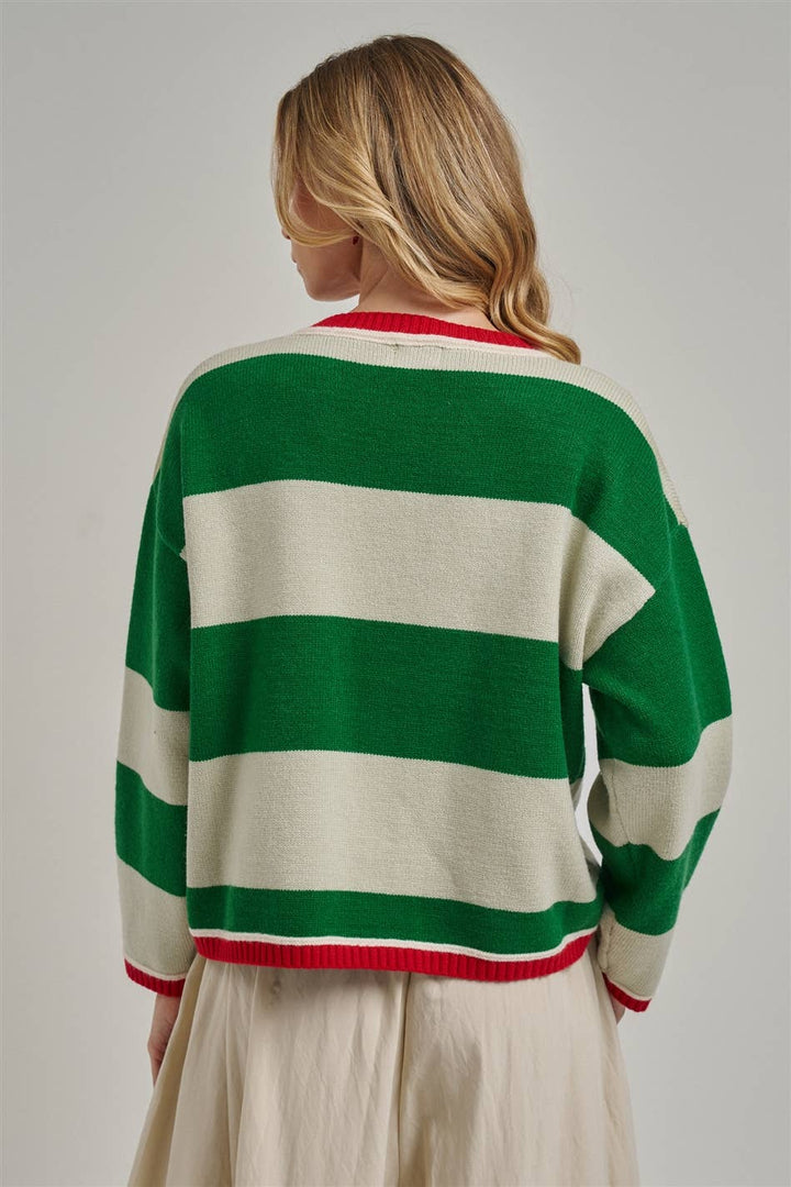 Green and Ivory Cozy Sweater