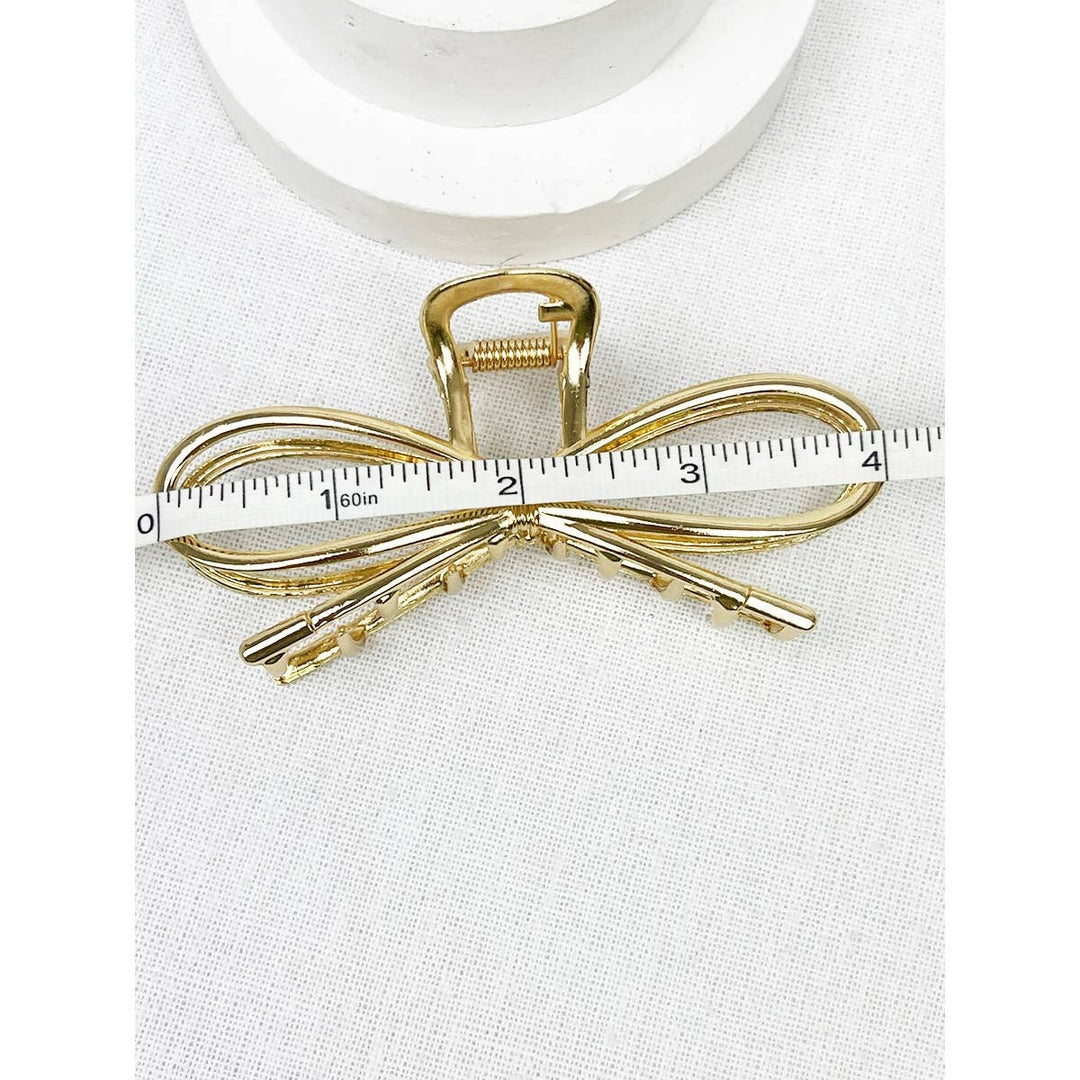 Gold Bow Shape Hair Claw Clips