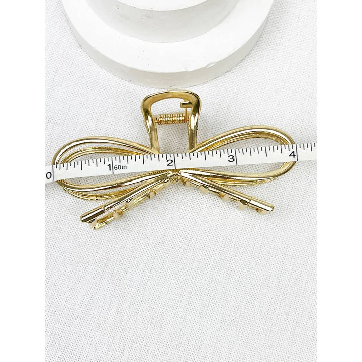 Gold Bow Shape Hair Claw Clips
