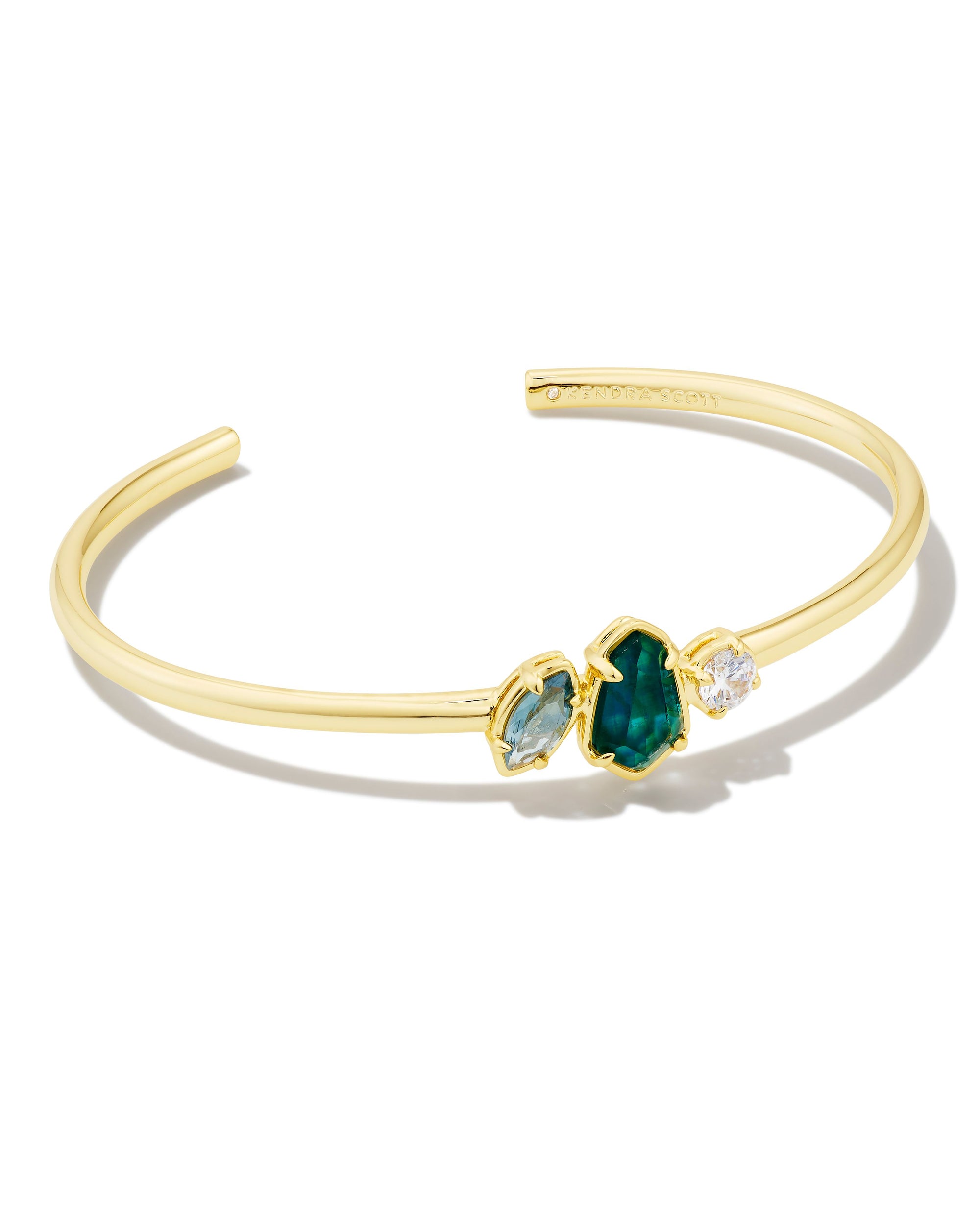 Alexandria Cuff Bracelet in Gold Teal Green