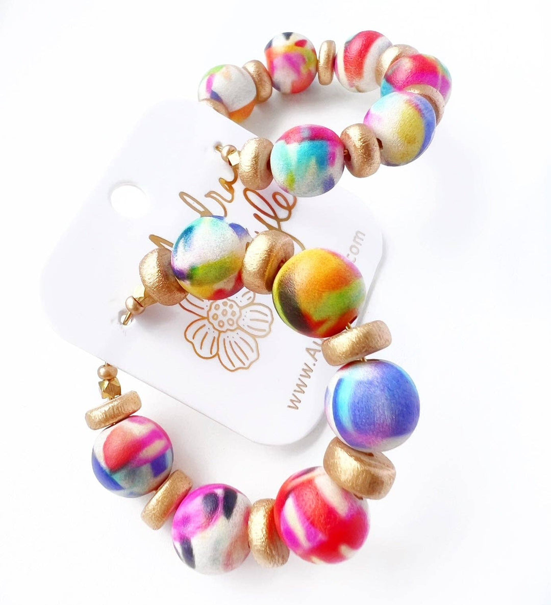 Wooden Beaded Hoop Earrings