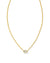 Fern Gold White Crystal Pendant Necklace
