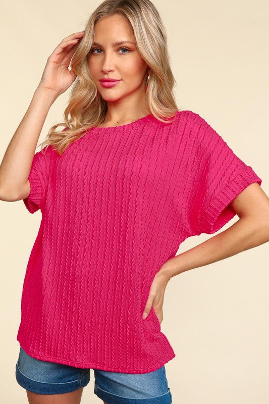 Fuchsia Cable Knit Top