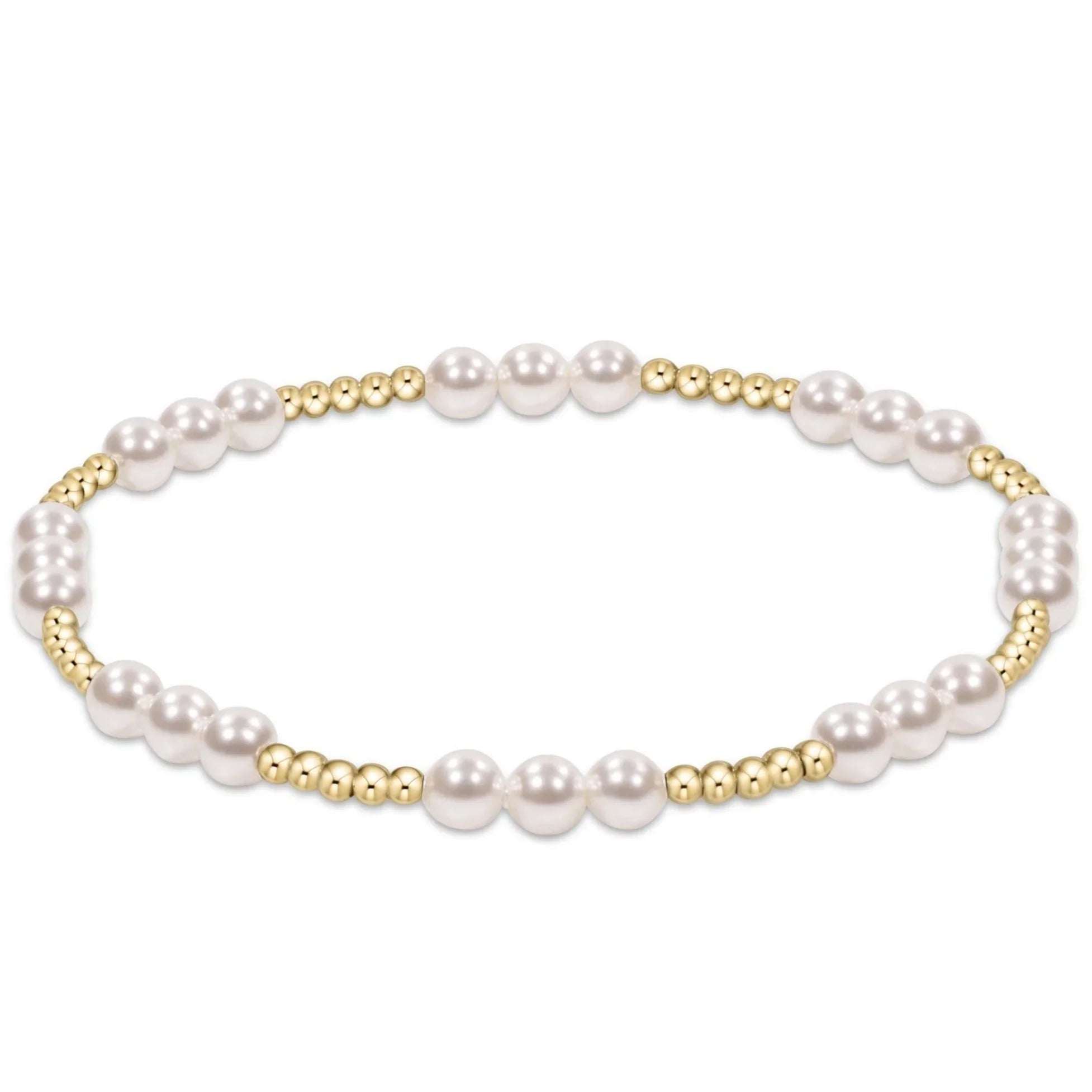 Classic Joy Pattern Gold 4 mm Beaded Bracelet - Pearl