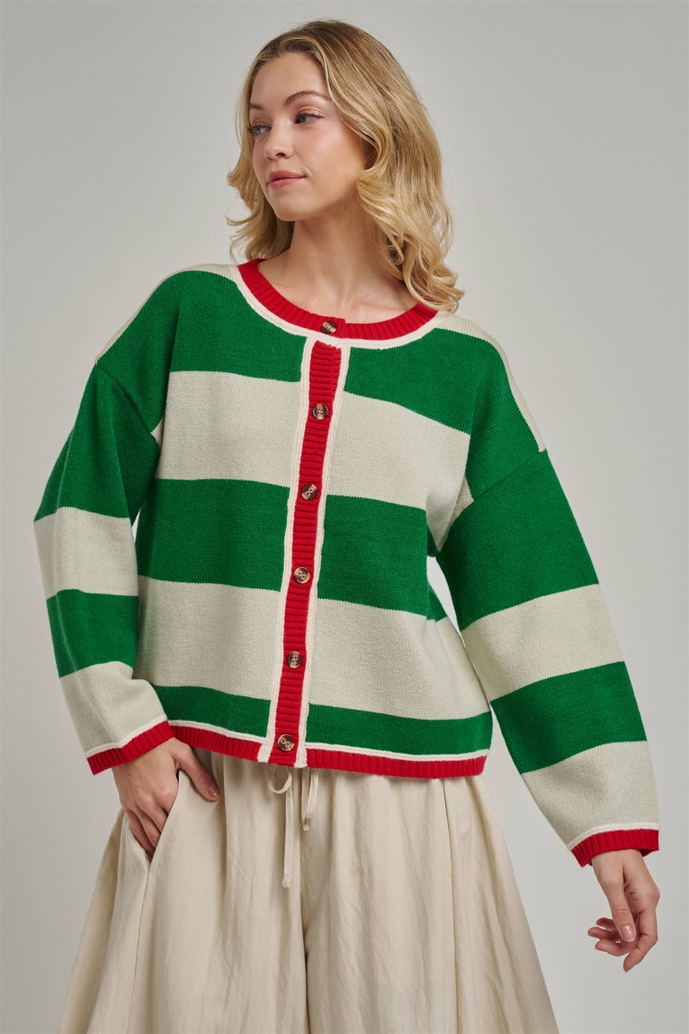 Green and Ivory Cozy Sweater