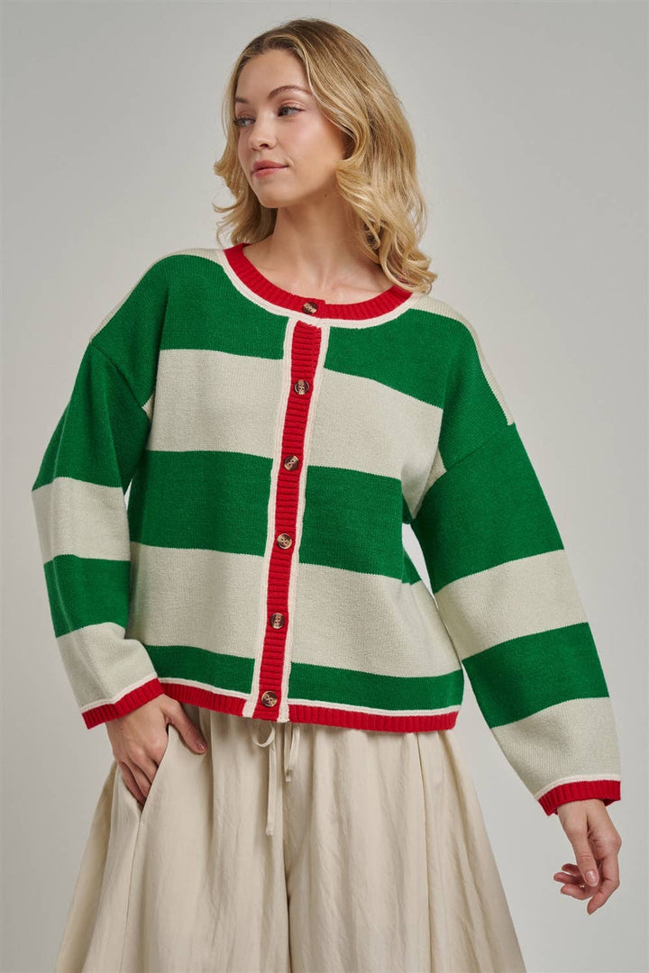 Green and Ivory Cozy Sweater
