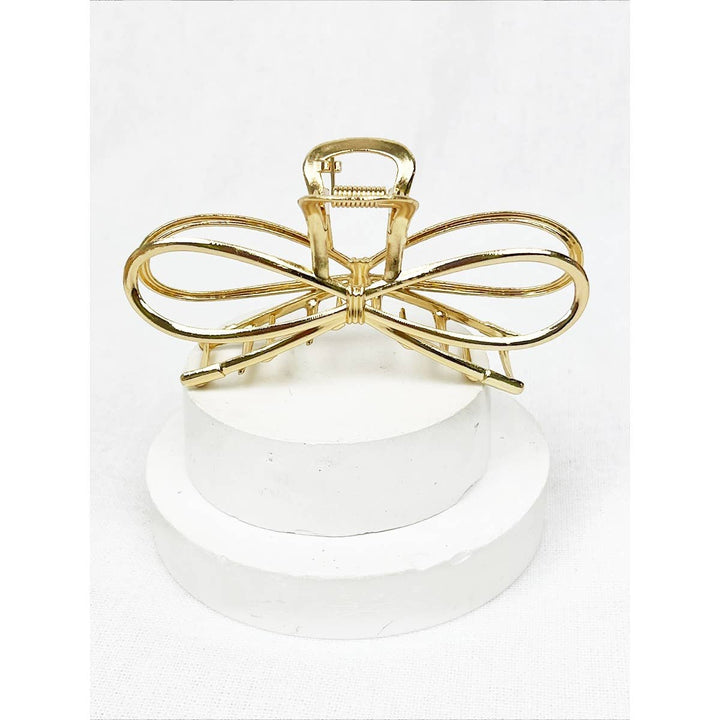 Gold Bow Shape Hair Claw Clips