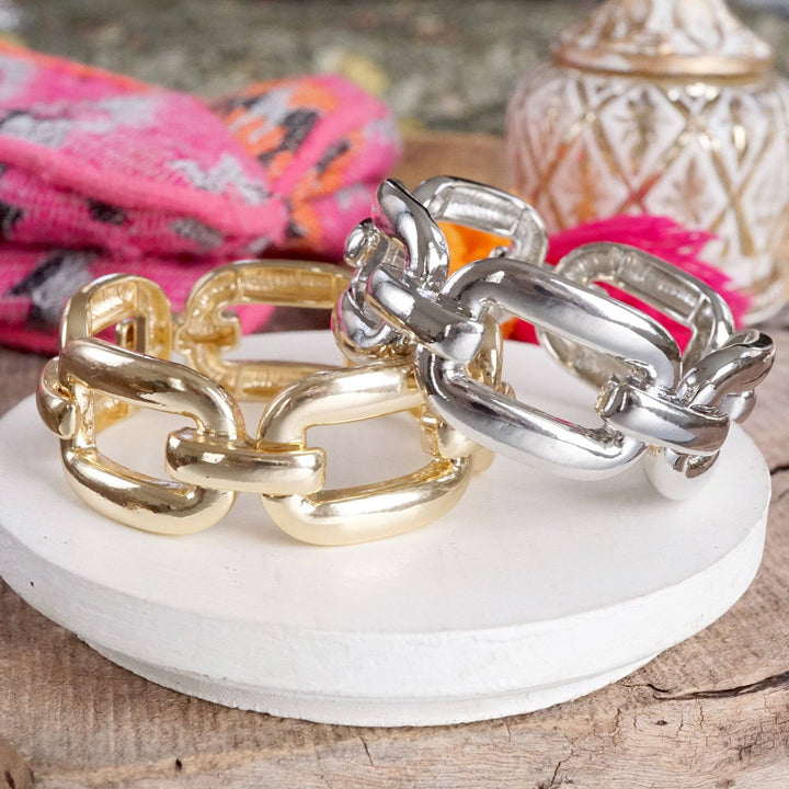 Chunky Chain Statement Stretchy Bangle Bracelet in gold