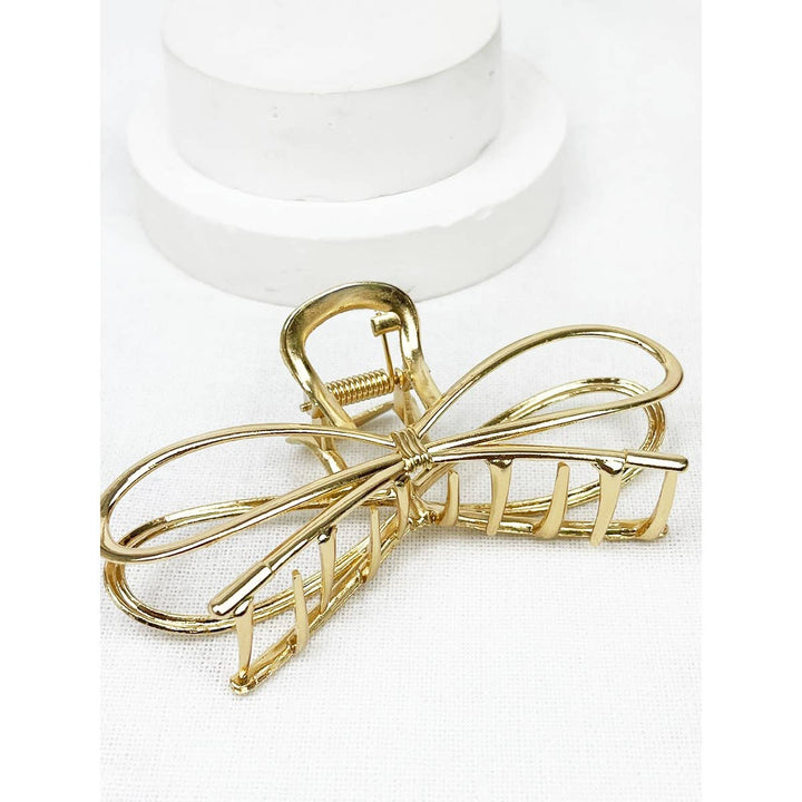 Gold Bow Shape Hair Claw Clips