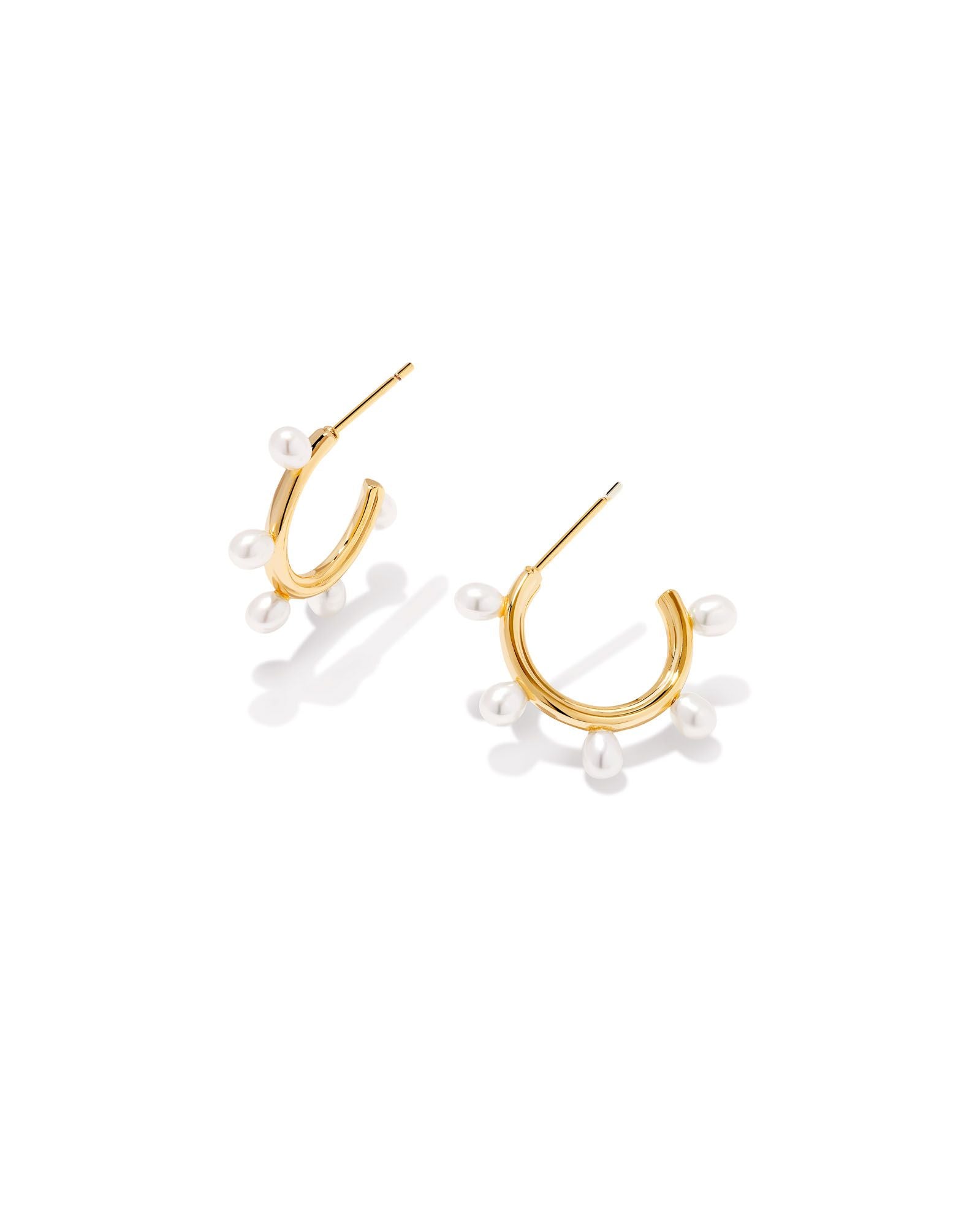 Leighton Gold Pearl Huggie Earrings