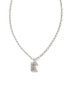 Crystal Letter E Silver Pendant Necklace