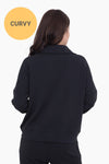 CURVY Modal-Blend Zip-Up Jacket: BLACK
