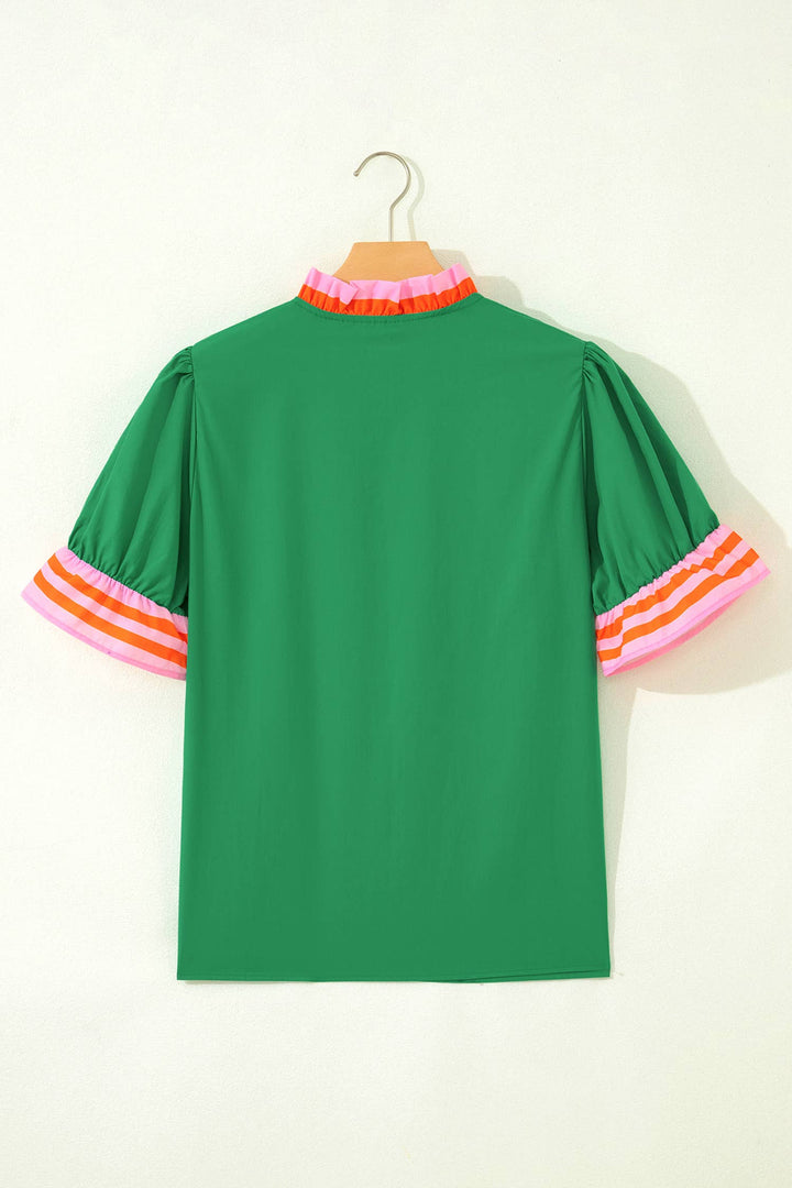 Ruffled Mock Neck Top