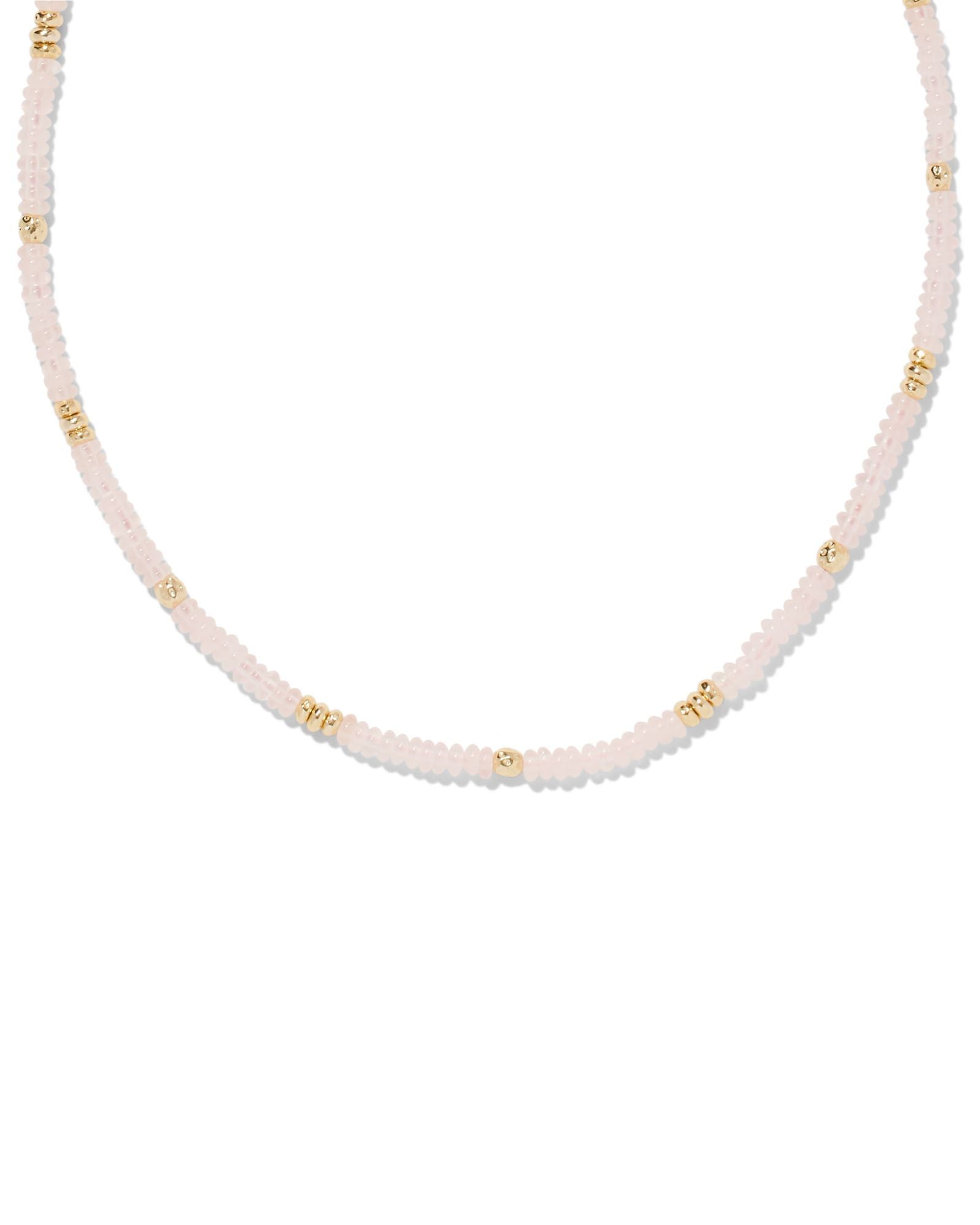 Deliah Gold Rose Quartz Strand Necklace
