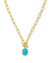 Daphne Convertible Gold Link and Chain Necklace in Variegated Turquoise Magnesite