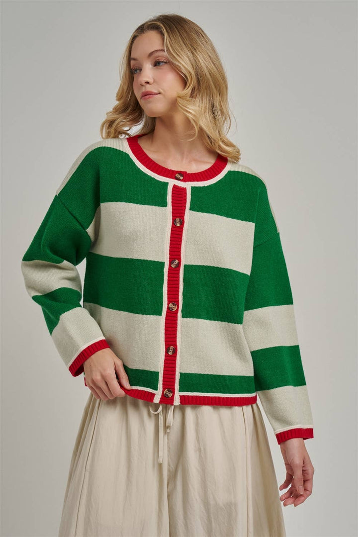 Green and Ivory Cozy Sweater