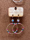 Colorful Hoop Beaded Earrings with Cushion Stone