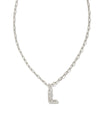 Crystal Letter L Silver Pendant Necklace