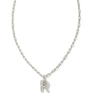 Crystal Letter R Silver Pendant Necklace