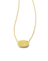 Elisa Short Pendant Necklace Gold Light Yellow Drusy