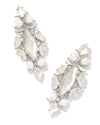 Genevieve Silver Statement Earrings in Ivory Mix