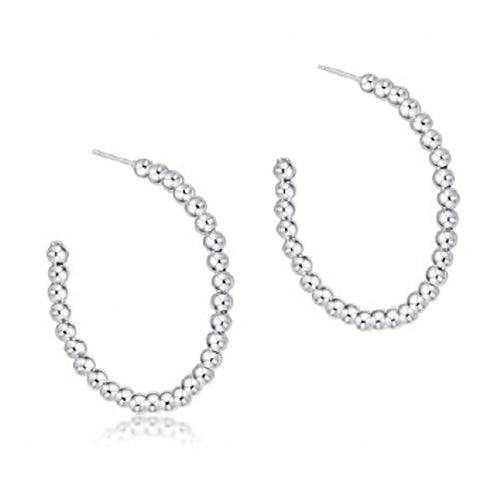 Beaded Classic 1.25" Post Hoop - 3mm Sterling Silver