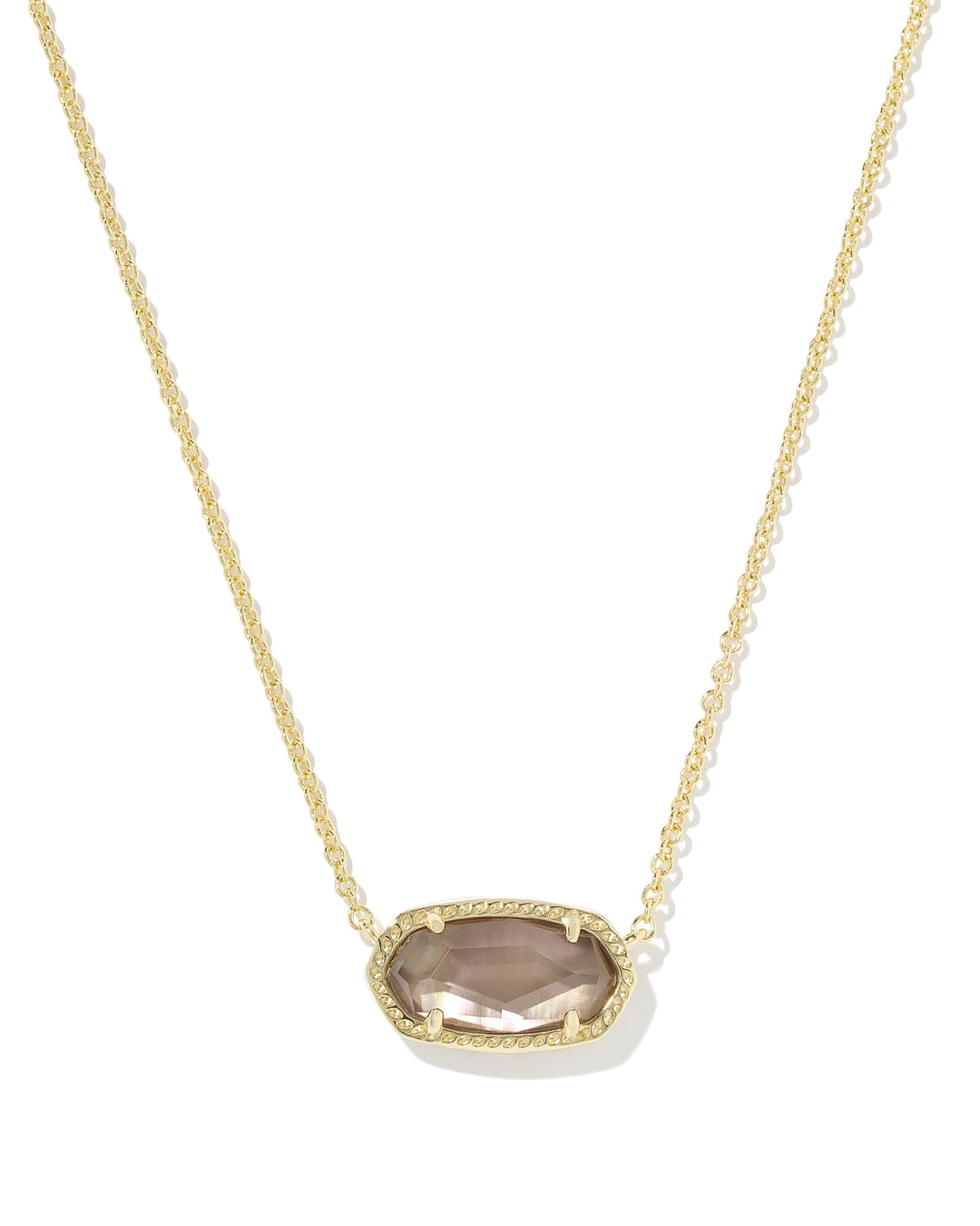 Elisa Gold Short Pendant Necklace Taupe Mother Of Pearl