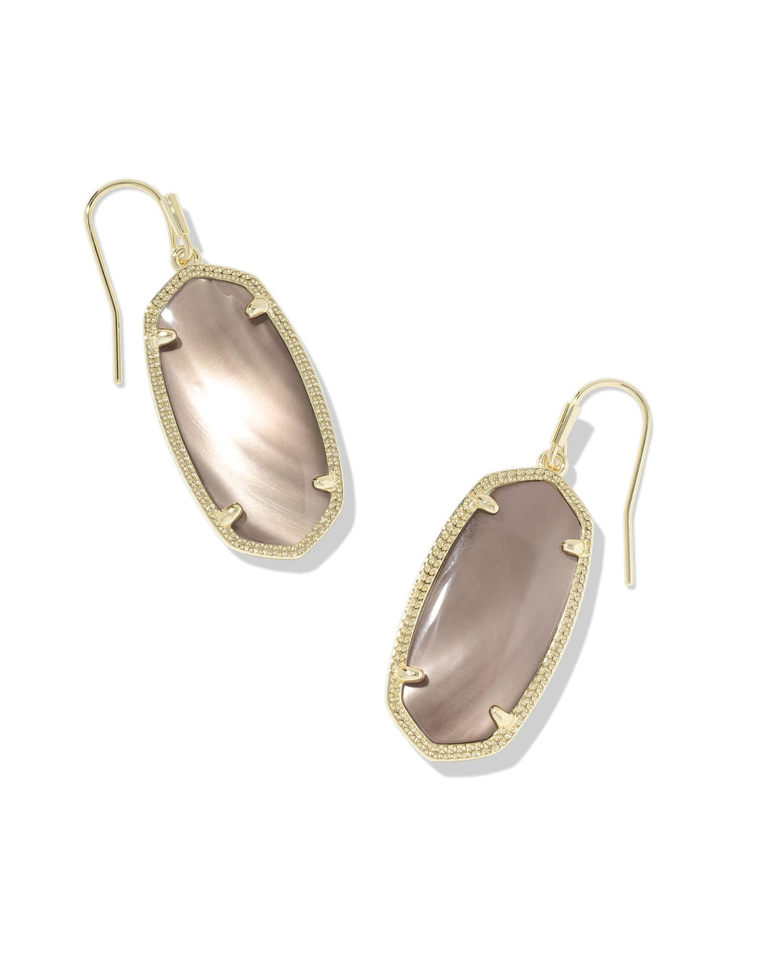 Elle Gold Drop Earrings Taupe Mother Of Pearl