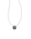 Stamped Dira Pendant Necklace Silver Black Mother of Pearl