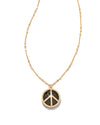 Peace Pendant Necklace Gold Golden Obsidian