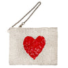 Beaded Coin Purse - White with Heart