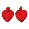 Lg Red Beaded Heart Earrings