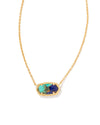 Elisa Short Pendant Necklace Gold Bronze Veined Lapis Turquoise Magnesite
