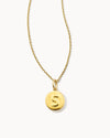 Letter S Coin Charm Necklace 18k Gold Vermeil