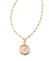 Davie Intaglio Pendant Necklace Gold Pink Opalite Dragonfly