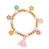 Flower Power Beaded Bracelet with Pink Tassel