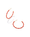 Britt Beaded Hoop Earrings Gold Red Glass