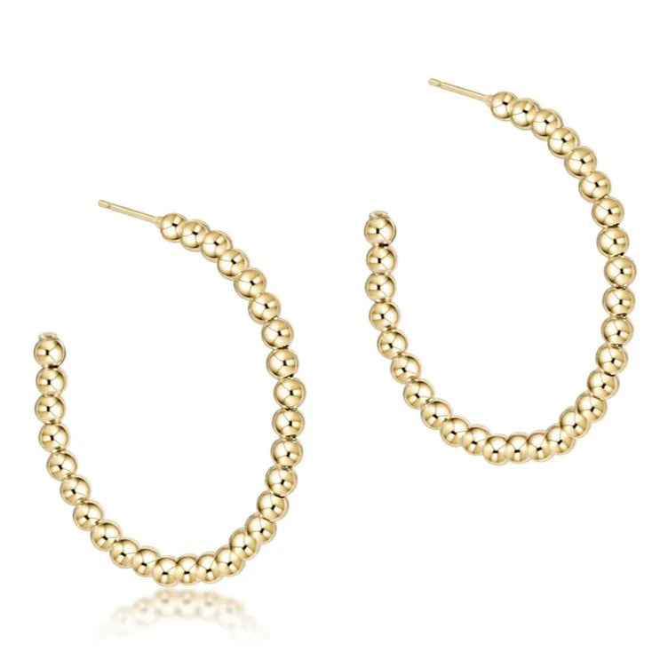 Classic Gold Hoop Beaded Earrings 1.75"