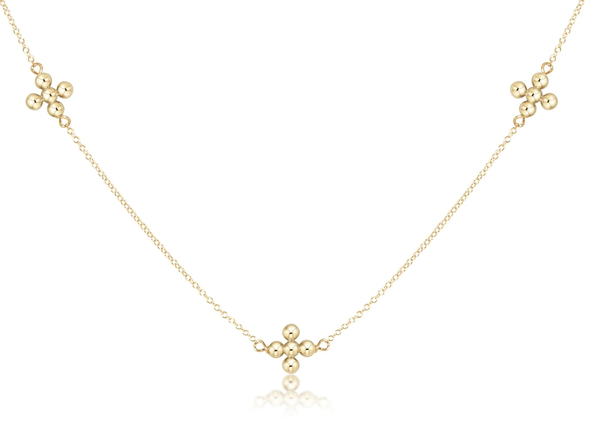 15" Gold Simplicity Necklace - Beaded Signature Cross