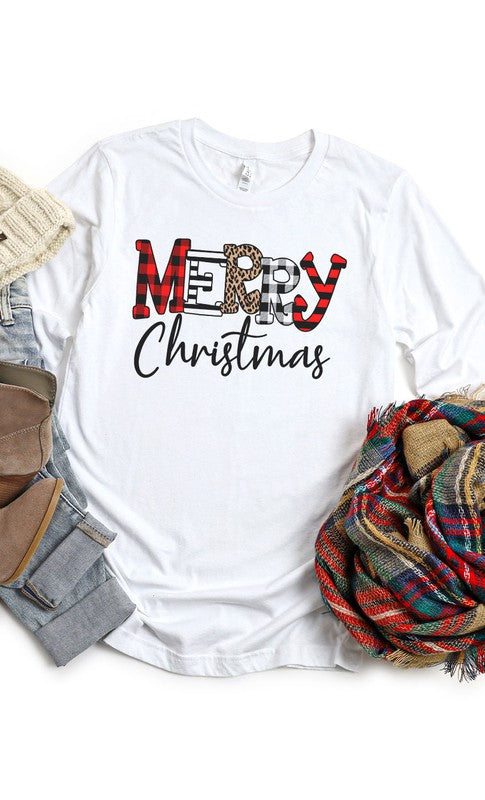 Merry Christmas Long Sleeve T Shirt - White Size S
