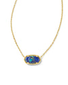 Elisa Short Pendant Necklace Gold Bronze Veined Lapis Turquoise