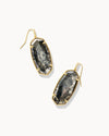 Faceted Elle Drop Earrings Gold Black Pyrite