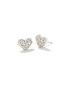 Ari Pave Crystal Heart Earrings Silver White Cz