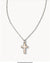 Cross Pendant Necklace Silver White Opal