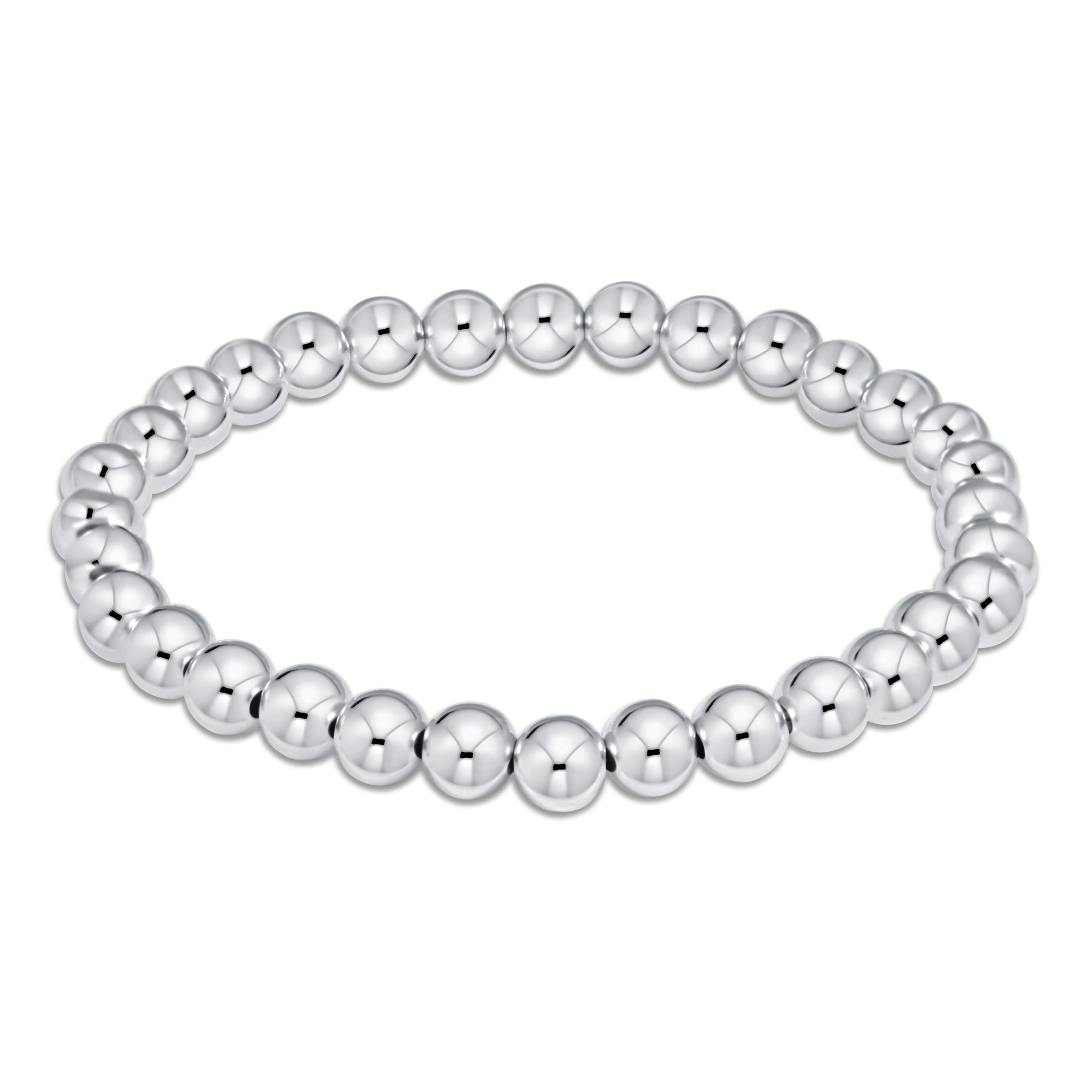 Classic Sterling Silver 6 mm Beaded Bracelet - Extended Size