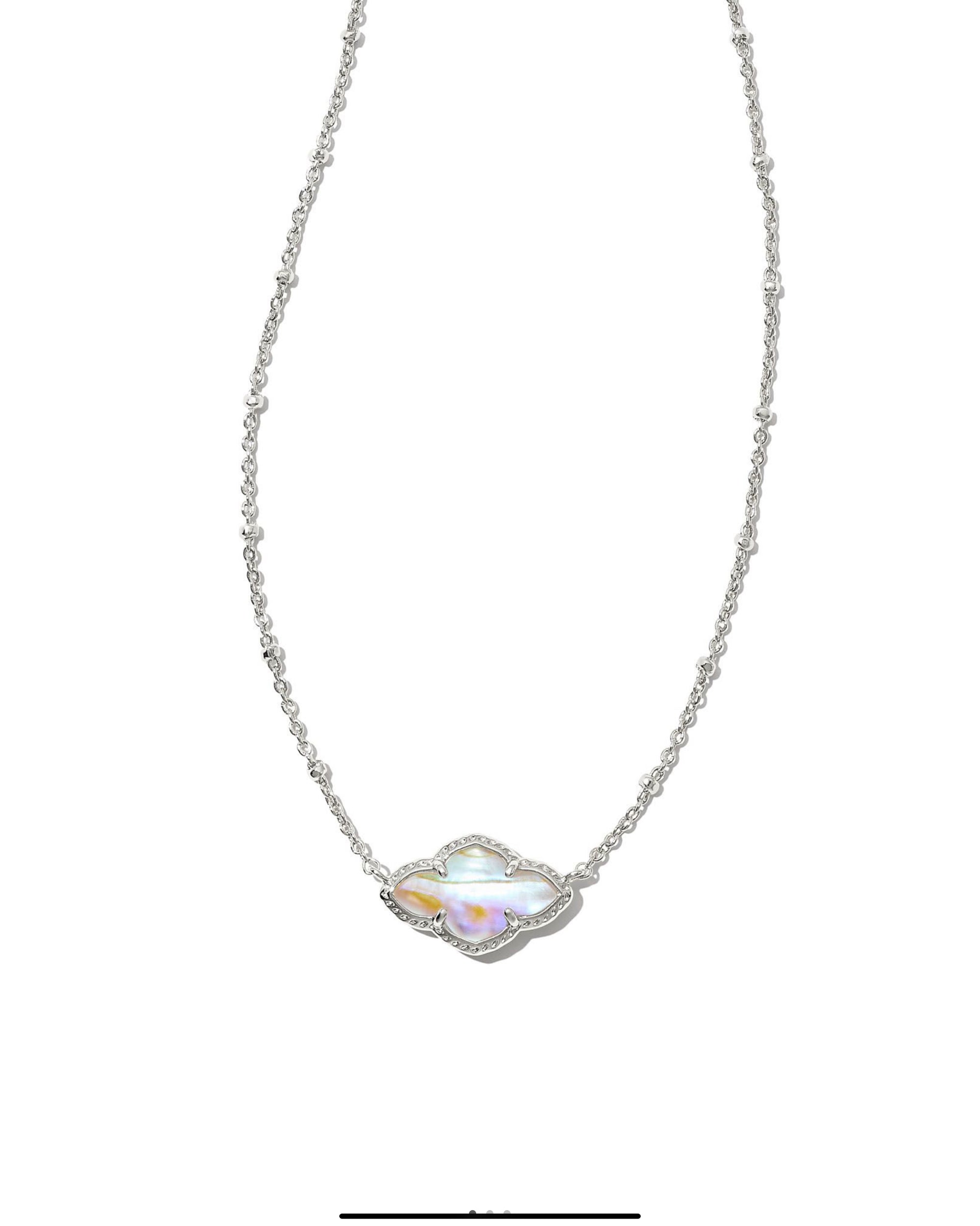 Abbie Silver Pendant Necklace Iridescent Abalone